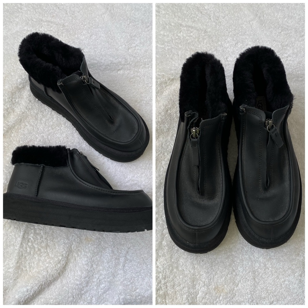 UGG Black Fur-Lined Zipper Shoes